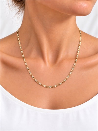 TURKUAZ 14K XUPING GÜNEŞ KESİM DESENLİ ZİNCİR KOLYE 45 CM