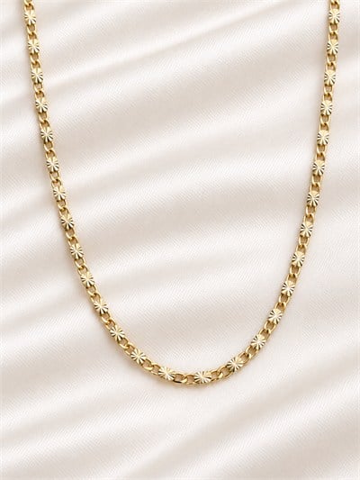 TURKUAZ 14K XUPING GÜNEŞ KESİM DESENLİ ZİNCİR KOLYE 45 CM