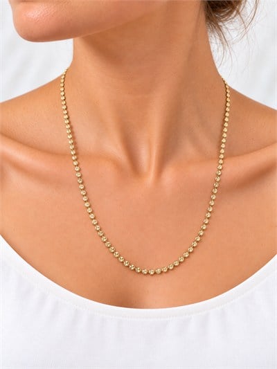 TURKUAZ 14K XUPING GÜNEŞ KESİM YUVARLAK PULLU KOLYE 60 CM
