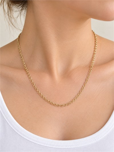 TURKUAZ 14K XUPING İÇ İÇE OVAL HALKA ZİNCİR KOLYE 50 CM