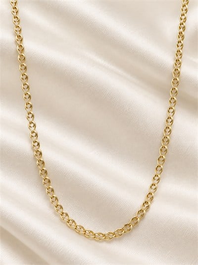 TURKUAZ 14K XUPING İÇ İÇE OVAL HALKA ZİNCİR KOLYE 50 CM