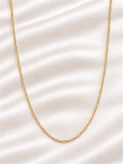 TURKUAZ 14K XUPING İNCE SİNGAPUR ZİNCİR KOLYE 60 CM