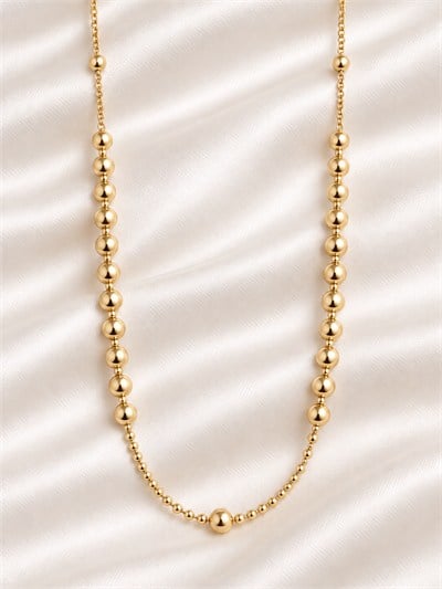 TURKUAZ 14K XUPING KADEMELİ TOPLU KOLYE 45 CM