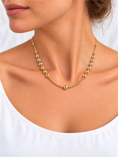 TURKUAZ 14K XUPING KADEMELİ TOPLU KOLYE 45 CM