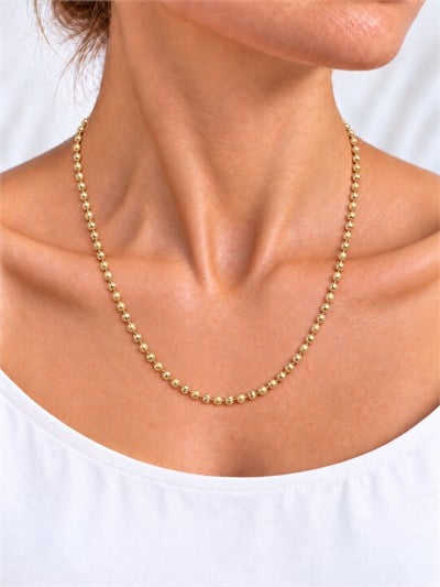 TURKUAZ 14K XUPING KUMLU VE KALEMLİ DORİKA KOLYE 60 CM