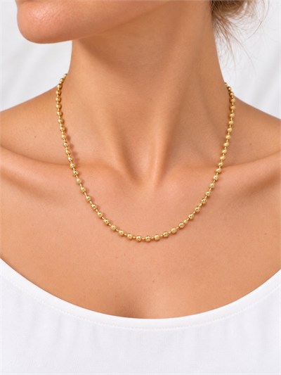 TURKUAZ 14K XUPING MAT PARLAK DORİKA TOP KOLYE 50 CM