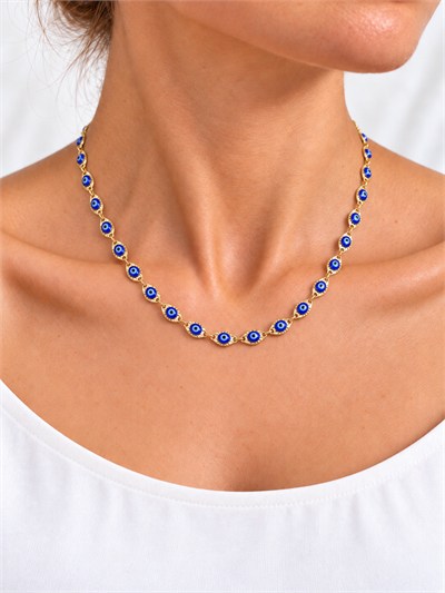 TURKUAZ 14K XUPING MAVİ NAZAR BONCUKLU KOLYE 45 CM