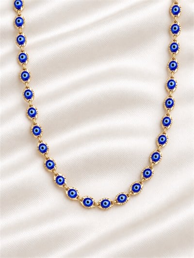 TURKUAZ 14K XUPING MAVİ NAZAR BONCUKLU KOLYE 45 CM