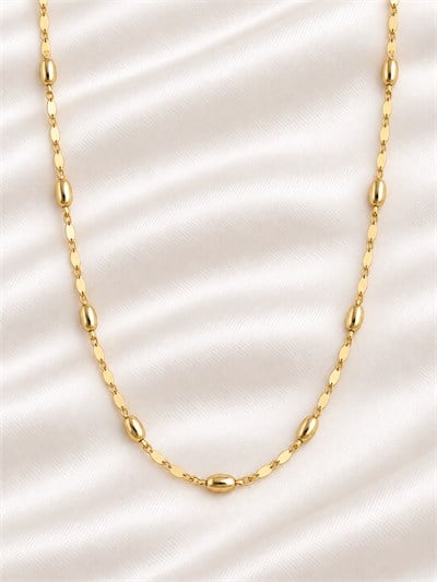 TURKUAZ 14K XUPING OVAL BONCUKLU AYNALI ZİNCİR KOLYE 45 CM