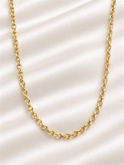 TURKUAZ 14K XUPING OVAL HALKALI FORSE ZİNCİR KOLYE 50 CM