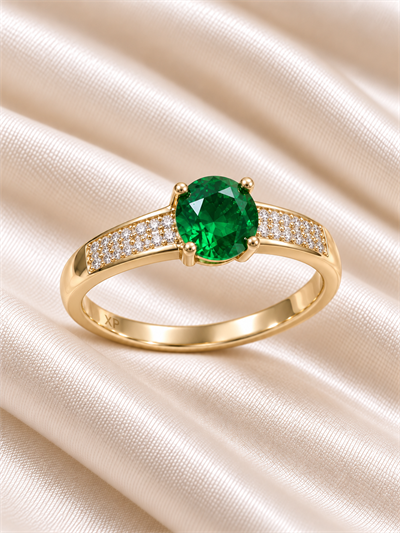 TURKUAZ 14K XUPING OVAL KESİM YEŞİL TAŞLI TEKTAŞ YÜZÜK