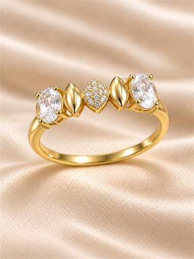 TURKUAZ 14K XUPING OVAL TAŞLI MARKİZ DETAYLI YÜZÜK