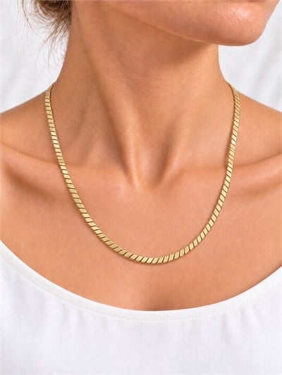 TURKUAZ 14K XUPING YASSI OMEGA ZİNCİR KOLYE 50 CM