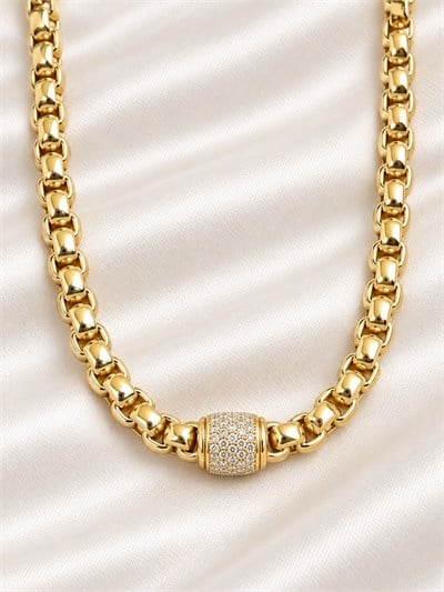 TURKUAZ 14K XUPING ZİRKON TAŞLI SİLİNDİR KOLYE 43 CM