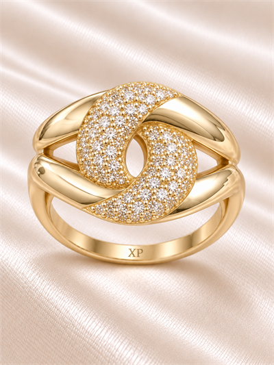 TURKUAZ 14K XUPING YİN YANG TAŞLI FANTEZİ YÜZÜK