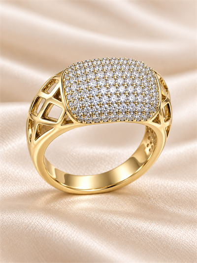 TURKUAZ 14K XUPING PAVE TAŞLI GENİŞ YÜZÜK