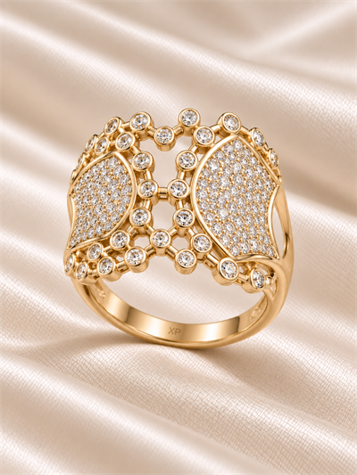 TURKUAZ 14K XUPING GEOMETRİK TAŞLI FANTEZİ YÜZÜK
