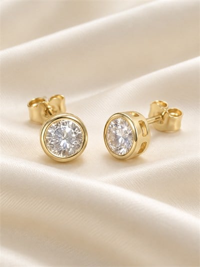 TURKUAZ XUPING 14K ÇERÇEVELİ TEKTAŞ KÜPE