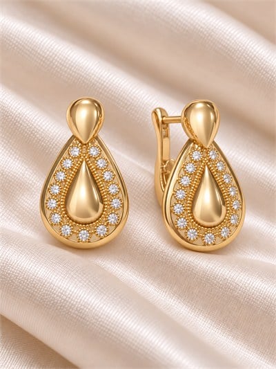 TURKUAZ XUPING 14K DAMLA ZİRKON KÜPE