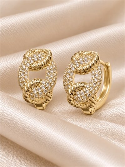 TURKUAZ XUPING 14K DÜĞÜM ZİRKON KÜPE