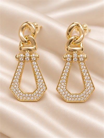 TURKUAZ XUPING 14K GEOMETRİK SALLANTILI KÜPE