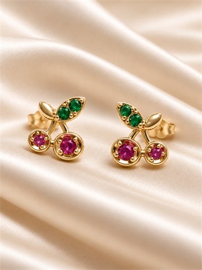 TURKUAZ XUPING 14K KİRAZ KÜPE