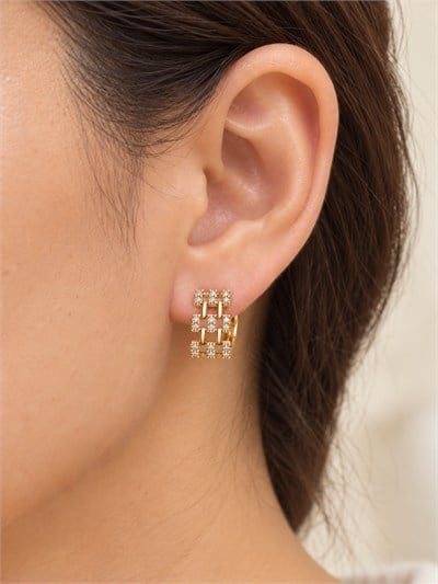 TURKUAZ XUPING 14K ÖRGÜ HALKA KÜPE