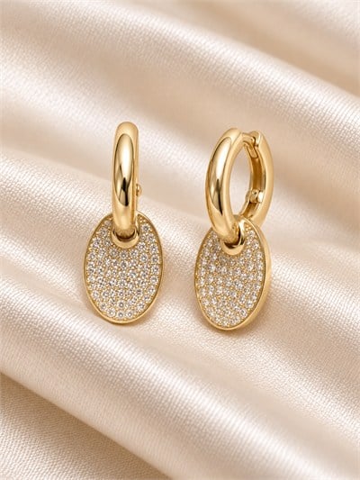 TURKUAZ XUPING 14K OVAL SALLANTILI KÜPE