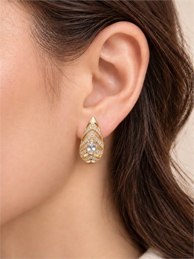 TURKUAZ XUPING 14K OVAL TAŞLI DAMLA KÜPE