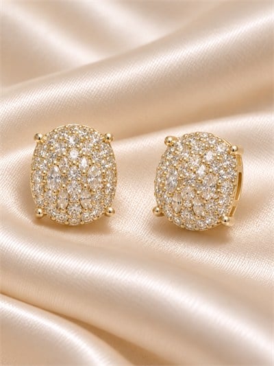 TURKUAZ XUPING 14K OVAL TAŞLI KÜPE