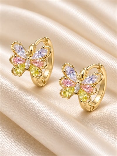 TURKUAZ XUPING 14K PASTEL KELEBEK KÜPE