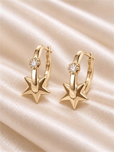 TURKUAZ XUPING 14K YILDIZ ZİRKON KÜPE