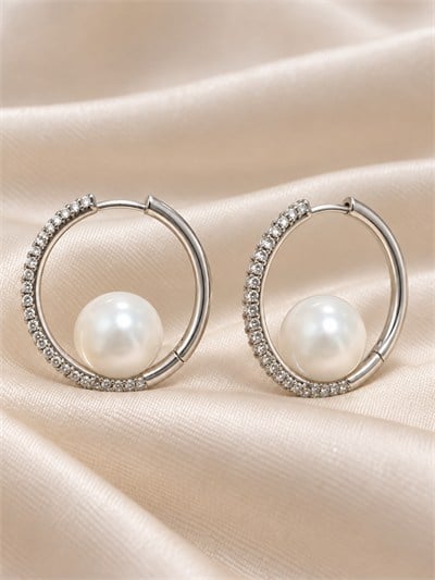 TURKUAZ XUPING SILVER İNCİLİ TAŞLI HALKA KÜPE