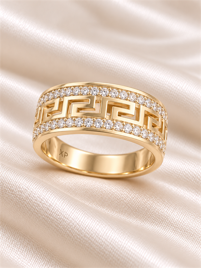 TURKUAZ 14K XUPING VERSACE MOTİFLİ TAŞLI ALYANS