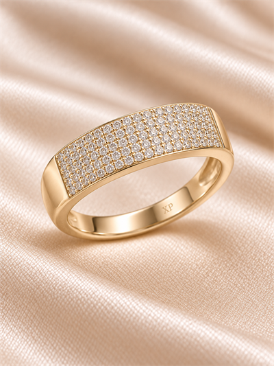 TURKUAZ 14K XUPING PAVE TAŞLI GENİŞ ALYANS