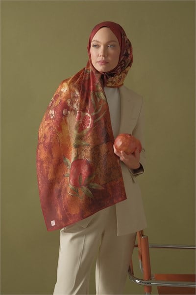 Nar Zamanı | Yün İpek Şal · 70 × 190 cm