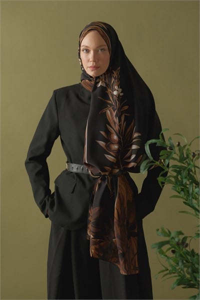 Zeytin Dalı | %100 Krep İpek Şal · 70 × 190 cm