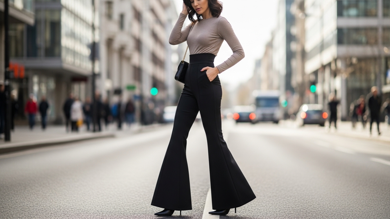 Likralı İspanyol Paça Kadın Pantolon,ispanyol paça kadın pantolon,likralı kadın pantolon,esnek kumaş ispanyol paça pantolon,kadın moda pantolon modelleri,şık kadın pantolon çeşitleri