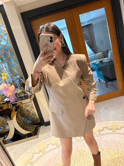 Kruvaze Blazer Mini Elbise