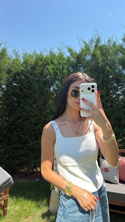 BEYAZ ÇIT ÇIT ASKILI CROP