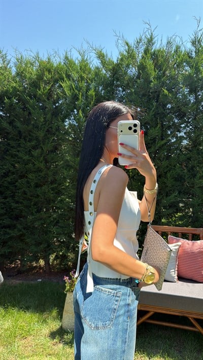 BEYAZ ÇIT ÇIT ASKILI CROP