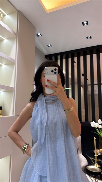 ŞALLI MAVİ ELBİSE