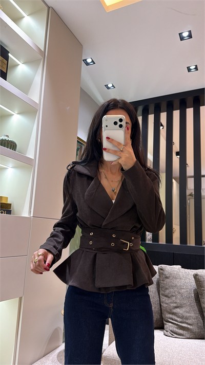 TASARIM KEMERLİ CEKET KAHVE