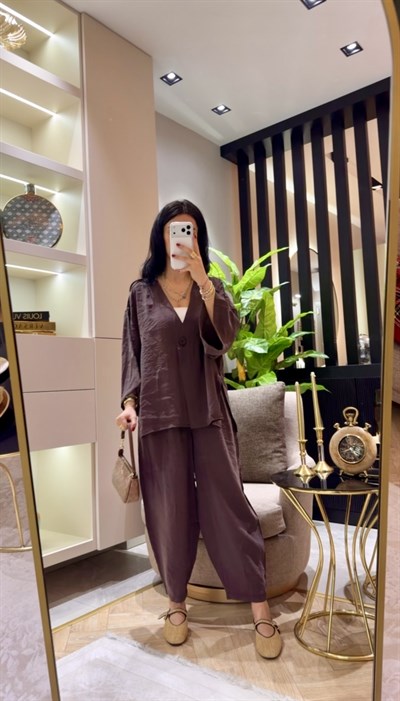 TEK DÜĞME TENCEL TAKIM ACI KAHVE