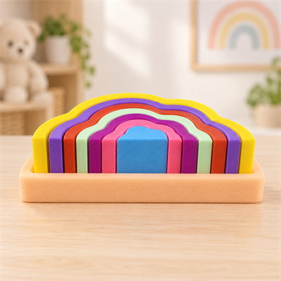  Renkli Gökkuşağı İç İçe Geçirme ve Sıralama Oyuncağı – 3D PLA