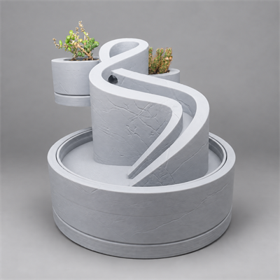 Çiçeklikli Sarmal Kablolu 3D PLA Dekoratif Şelale