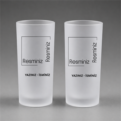 İKİLİ KİŞİYE ÖZEL BASKILI BUZLU CAM RAKI BARDAĞI