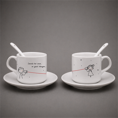 KİŞİYE ÖZEL SUBLİMASYON BASKI İKİLİ FİNCAN SETİ