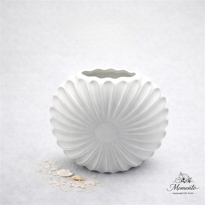 TAŞ DEKORATİF ÇİÇEK DESENLİ VAZO MUMLUK