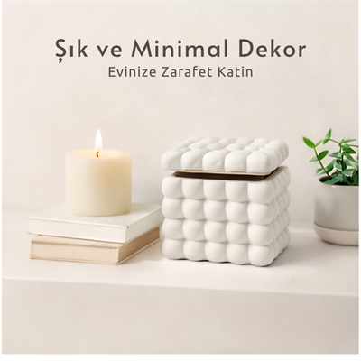 TAŞ TOZU DEKORATİF BUBBLE KAPAKLI KUTU
